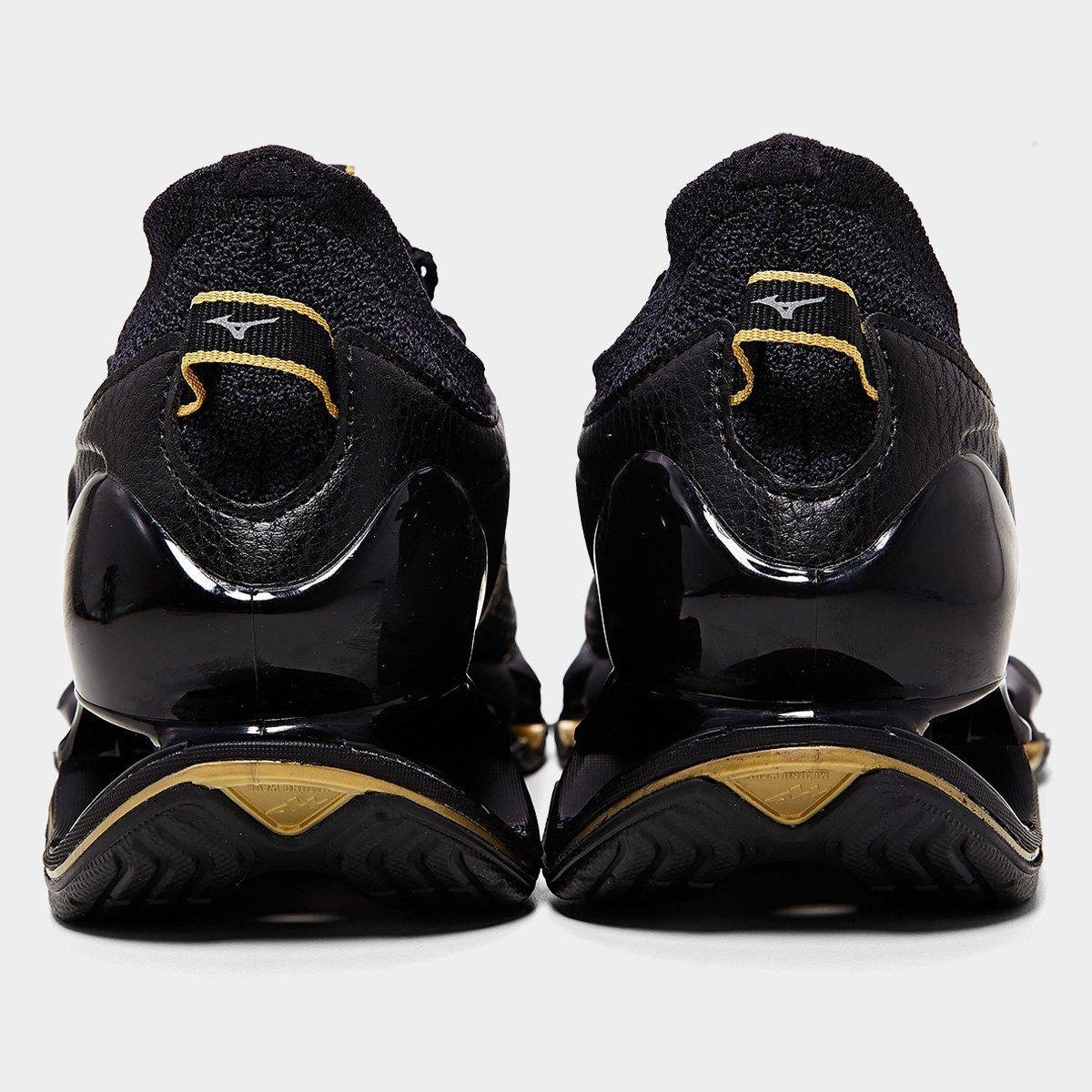 Miniatura Tênis Mizuno Wave Prophecy 14 Preto+Dourado - 38