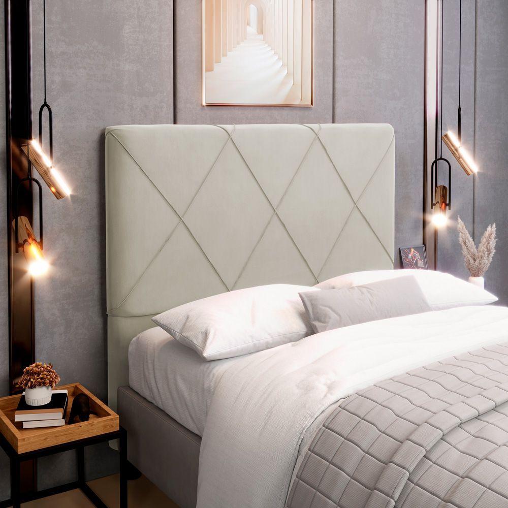 Miniatura Cabeceira Cama Box King Dubai 195cm Veludo Bege