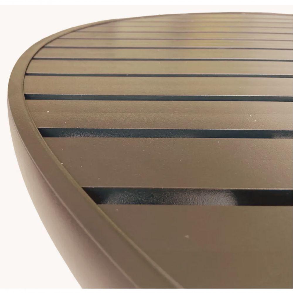 Mesa 1,20m Ripada Alumínio Resistente área Externa Piscina Jardim Jantar Marrom