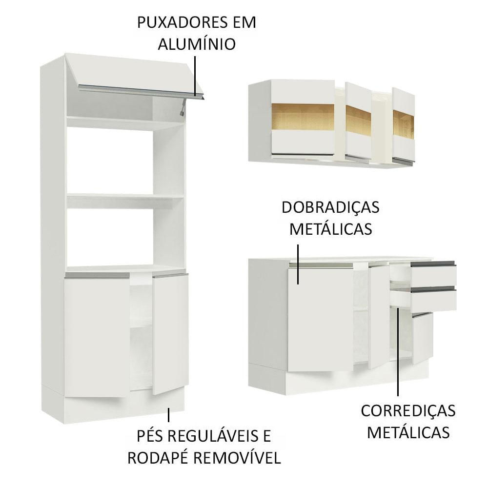 Miniatura Armário de Cozinha Compacta 100% MDF 190 cm Smart Madesa 01 Branco