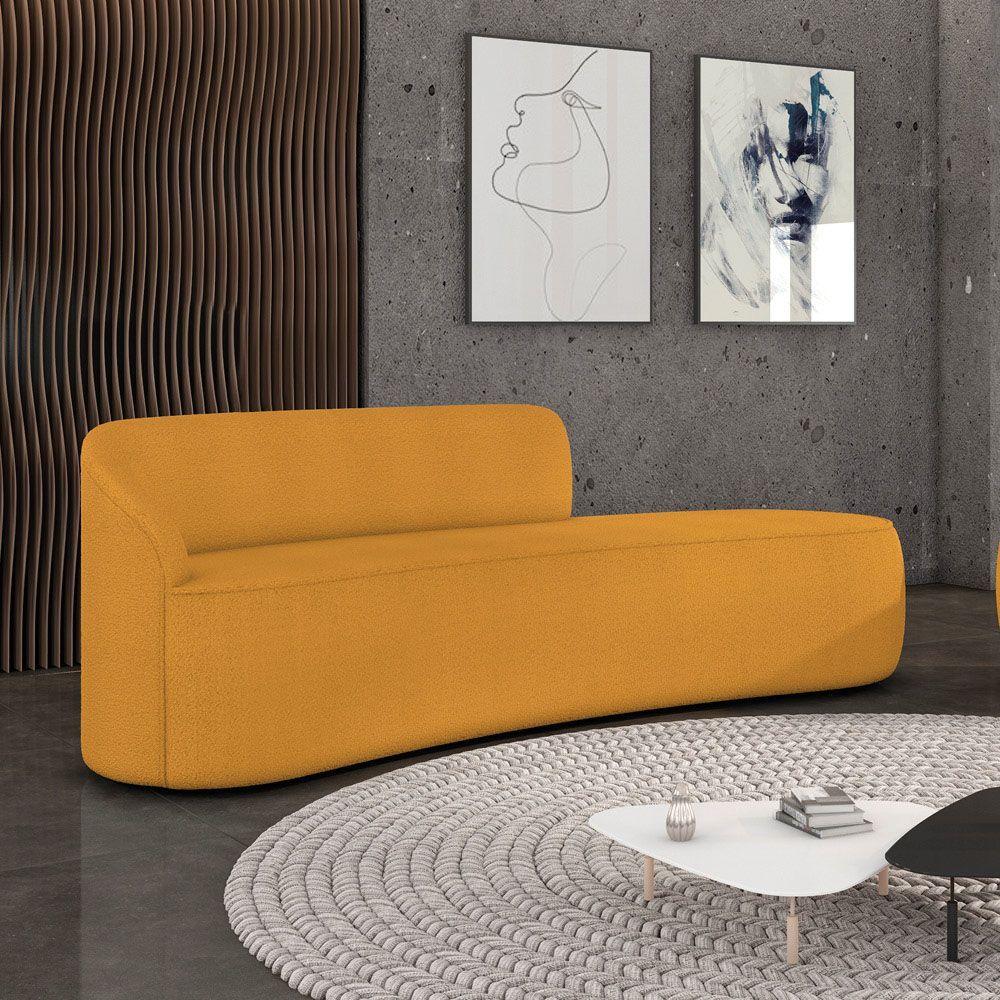Miniatura Sofá 4 Lugares Orgânico 220 Cm Morgan Bouclê Mostarda D03 - D'rossi
