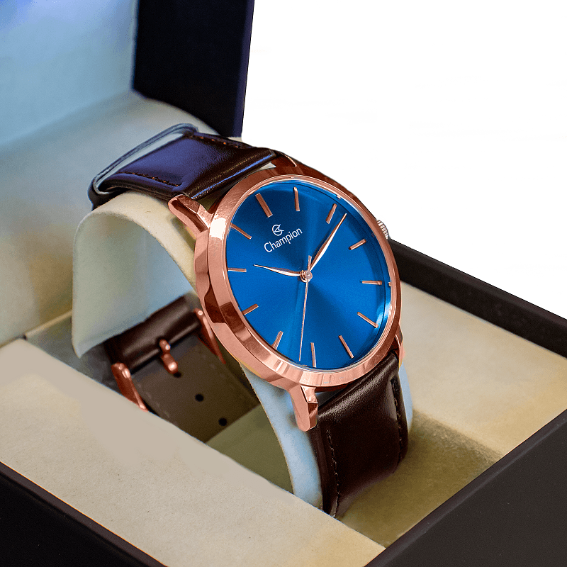 Relógio Masculino Champion Analógico Couro Marrom CN20677A