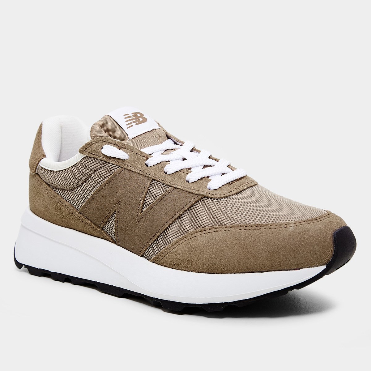 Miniatura Tênis New Balance 370v1 Unissex Marrom Claro+Branco - 38