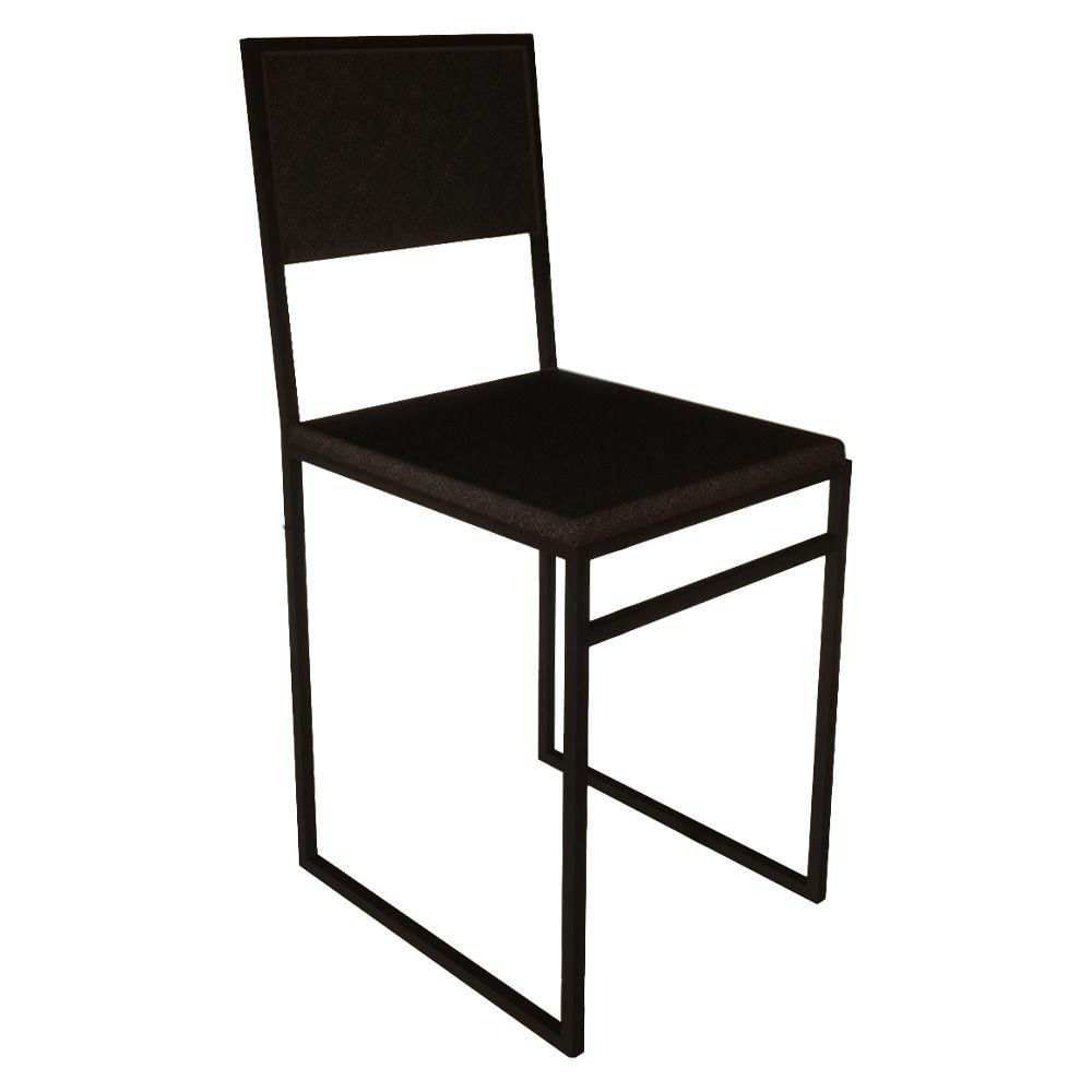Miniatura Kit 2 Cadeiras De Jantar Industrial Assento Estofado Veludo Preto Isa - Preto