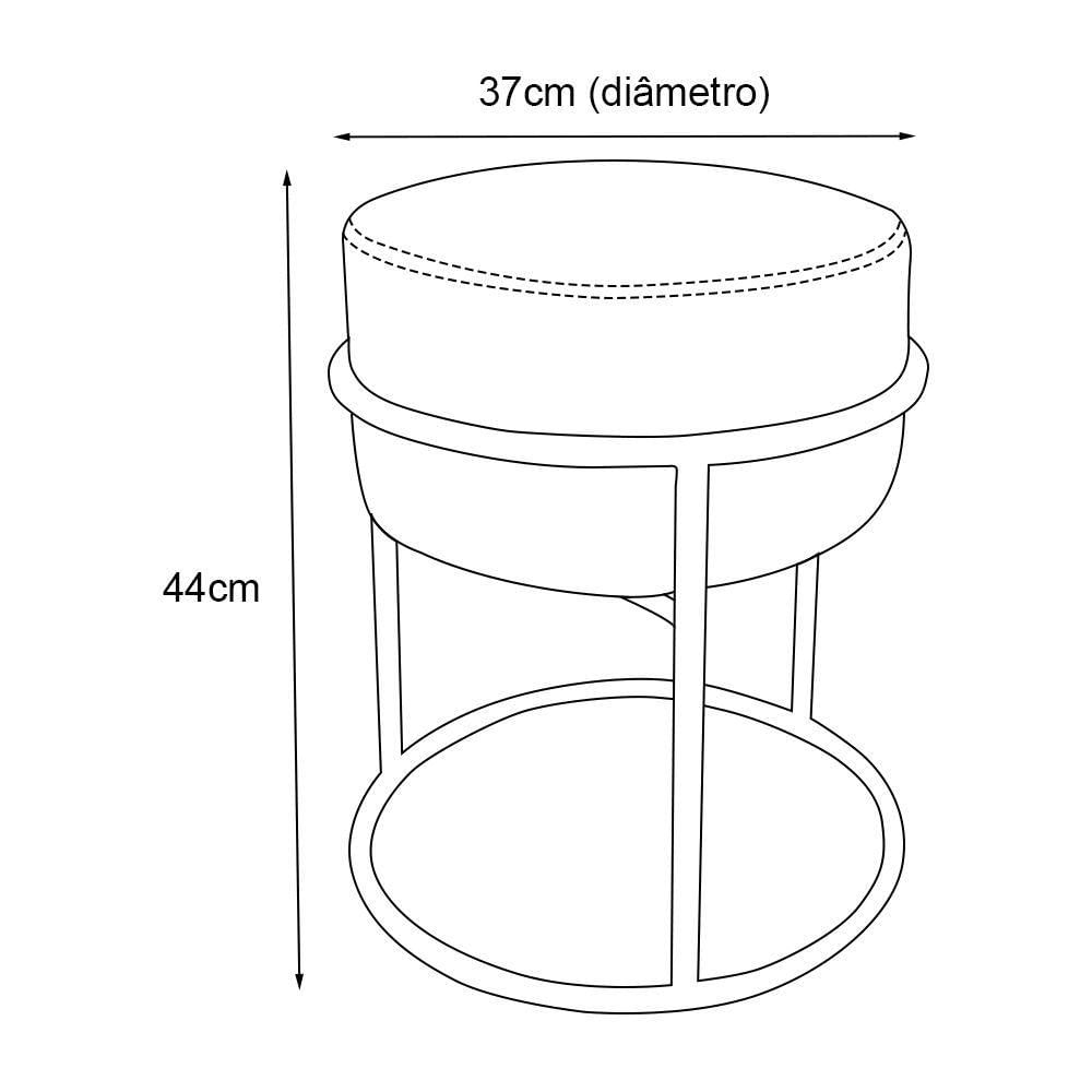 Miniatura Puff Luma Linho Azul Com Base De Aço Amarela - Azul