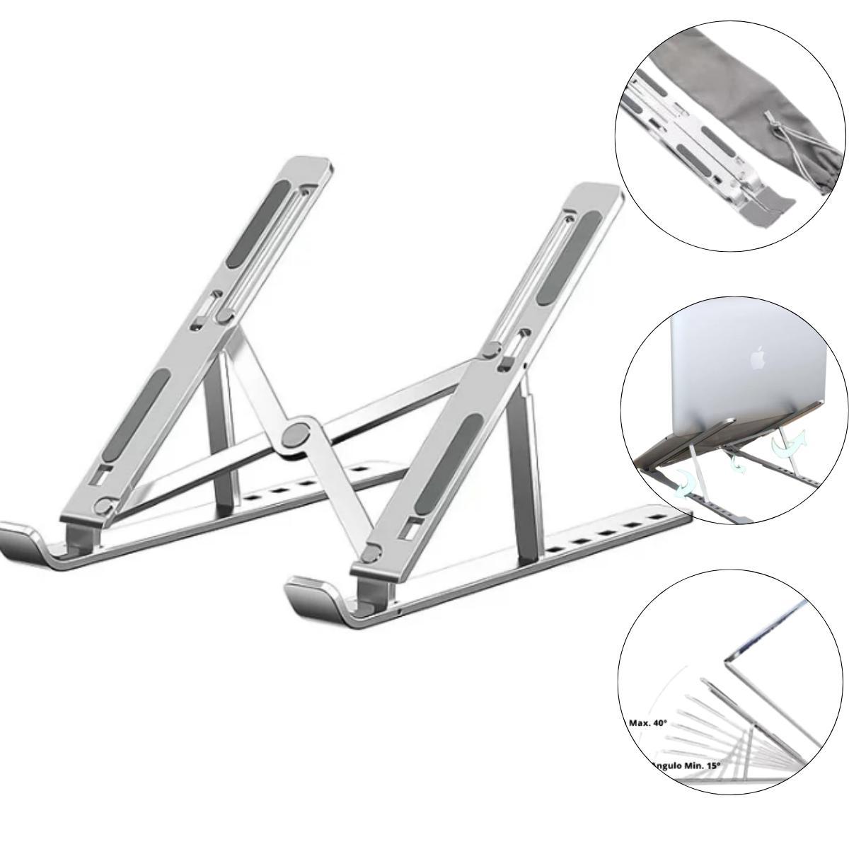 Miniatura Base Suporte Para Notebook Metal Ajustável Premium Cor Prata