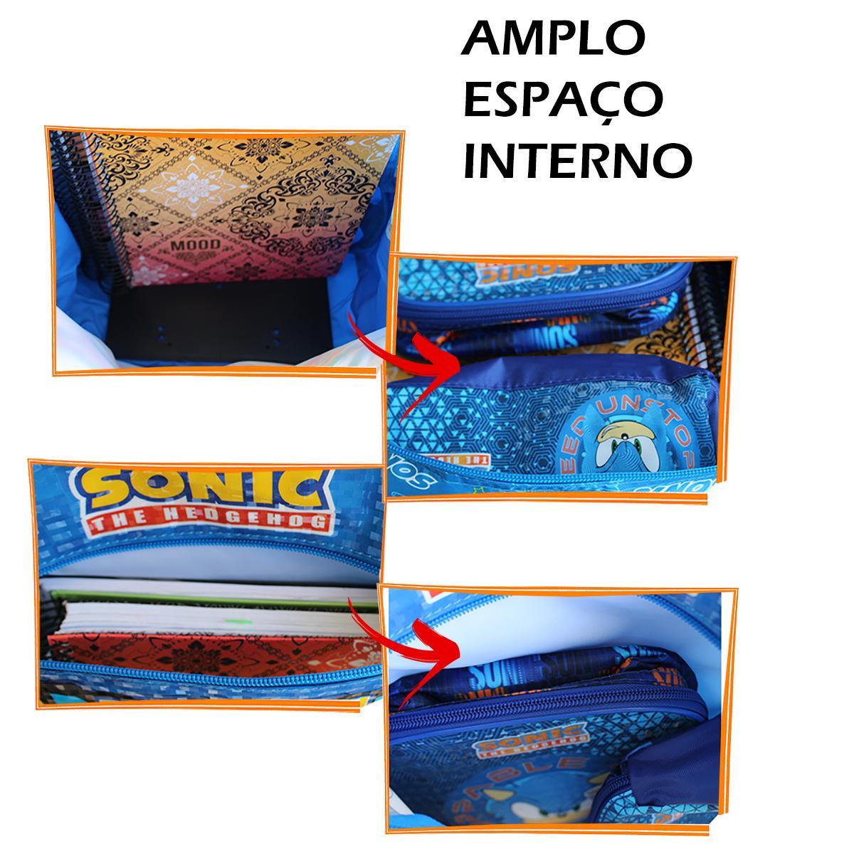 Miniatura Mochila Sonic The Hedgehog - Rodinhas, Alças de Costas, 18L