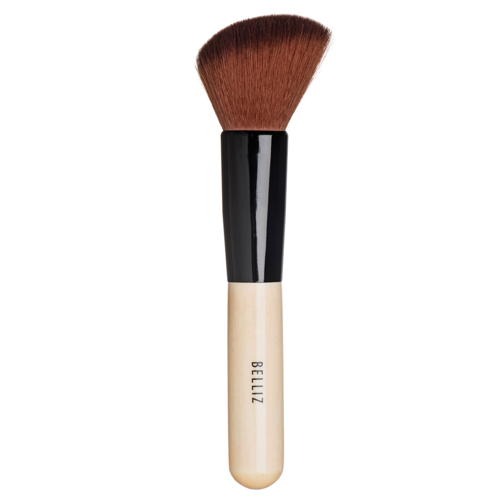 Miniatura Pincel Chanfrado Marfim para Blush Belliz 1 Un