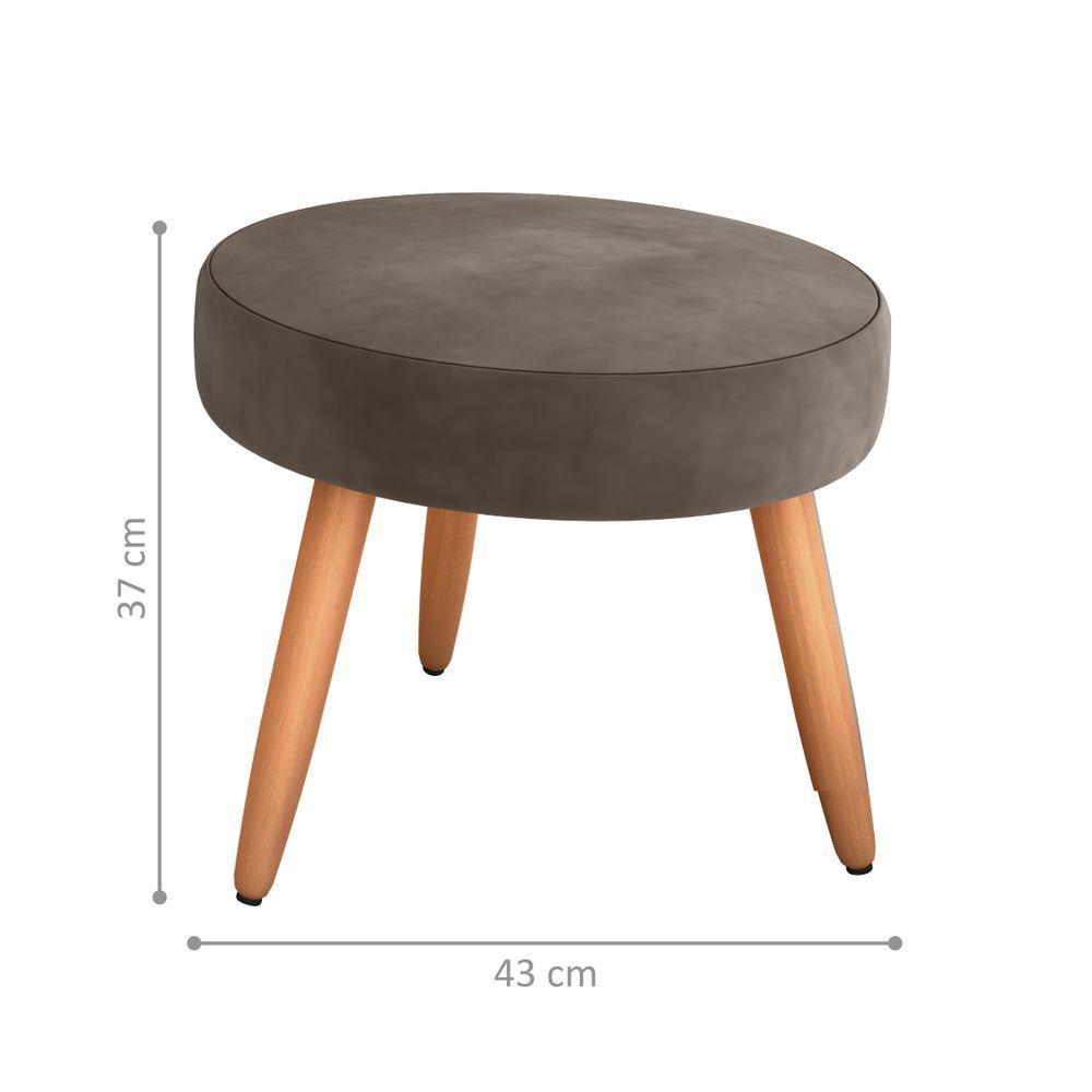 Miniatura Puff Redondo Para Sala Sueli Veludo Marrom