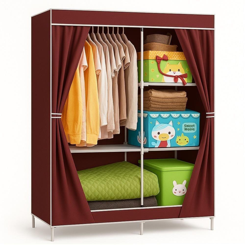 Miniatura Guarda Roupa Grande 105cm Estante Cabideiro Arara Portatil Multiuso Sapatos Roupas Praia Vermelho Luxo