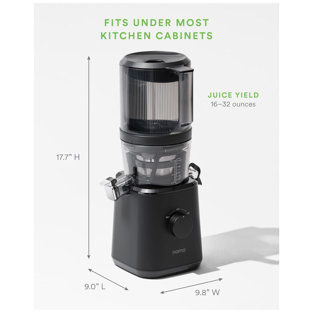 Miniatura Espremedor de Frutas Nama J2 com Alimentação Automática e Boca Ampla, Ideal para Receitas Inteiras e Menos Desperdício de Alimentos