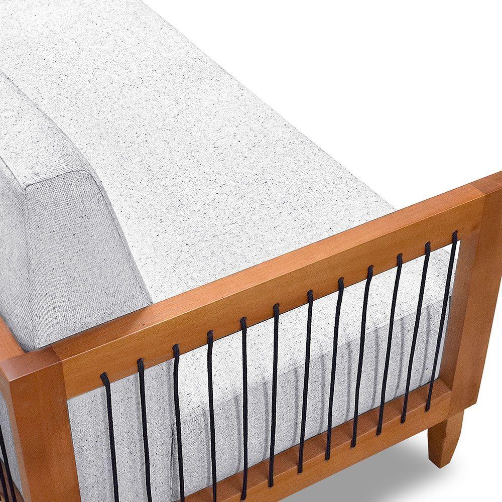 Sofá Living 2 Lugares Marilia 1,60m Linho Cinza Base Em Madeira Castanho - Pallazio