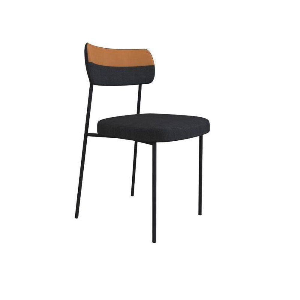 Miniatura Kit 6 Cadeiras Mila Laminado Caramelo/linho Grafite - Fdecor