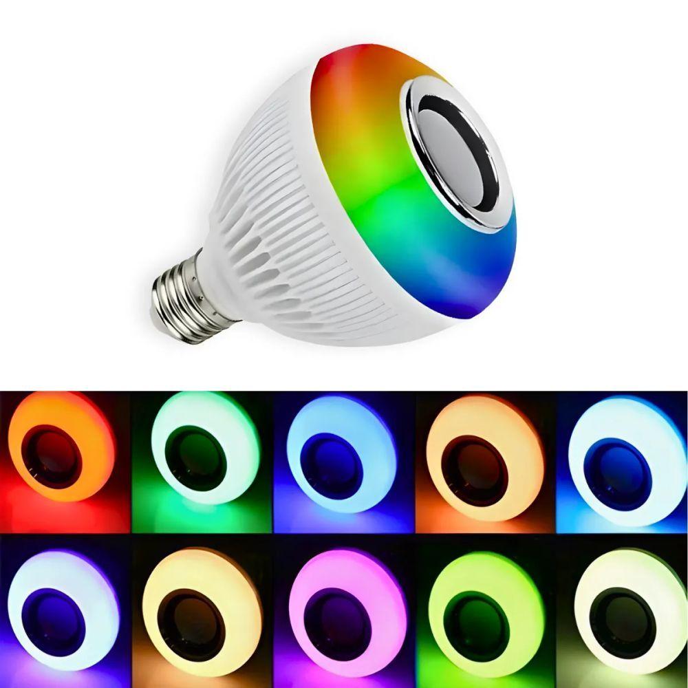 Miniatura Lâmpada Musical Caixa Som 12w Bluetooth Luz Led Rgb Com Cont