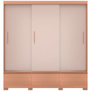 Miniatura Guarda-Roupa Bartira Monza com 3 Portas de Correr e 3 Gavetas - 199,8cm de largura Avelã e Capuccino