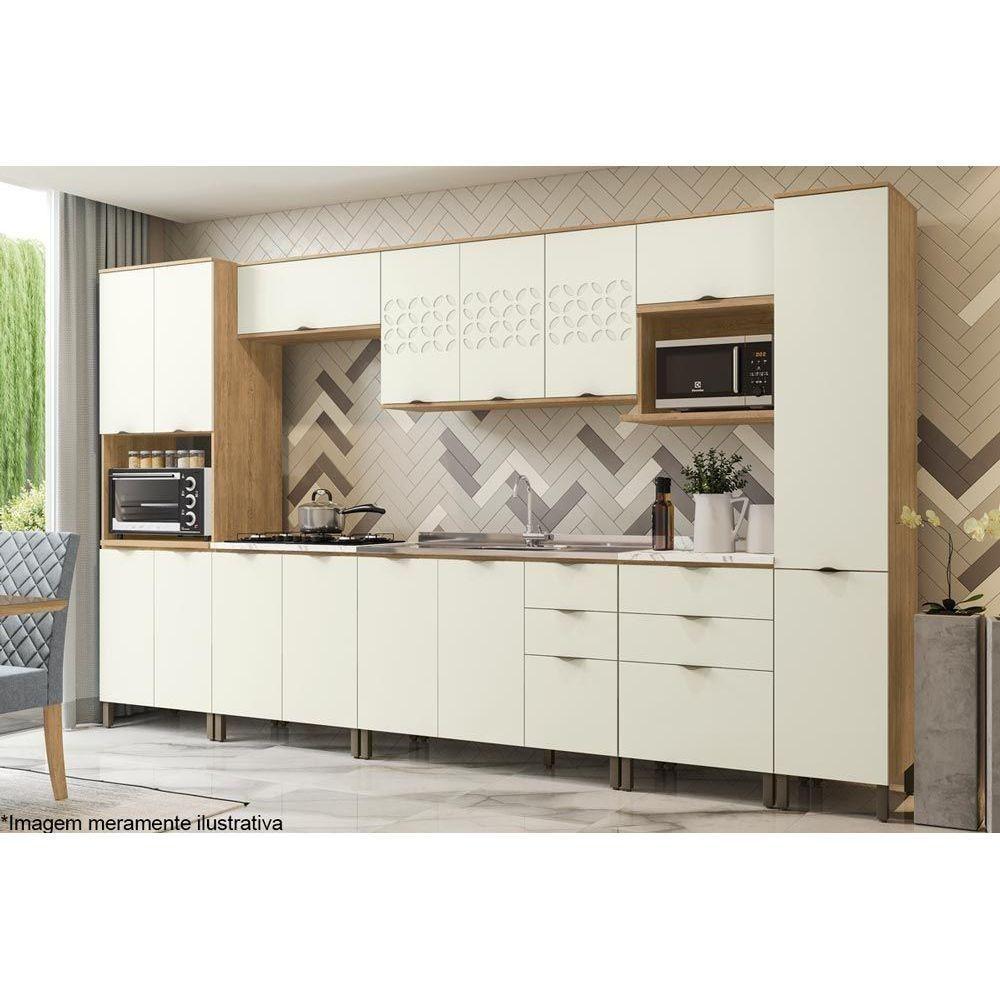 Miniatura Armário Aéreo P/ Cozinha Lótus J742 C/ 1 Porta 40cm Freijó/off White - Kappesberg