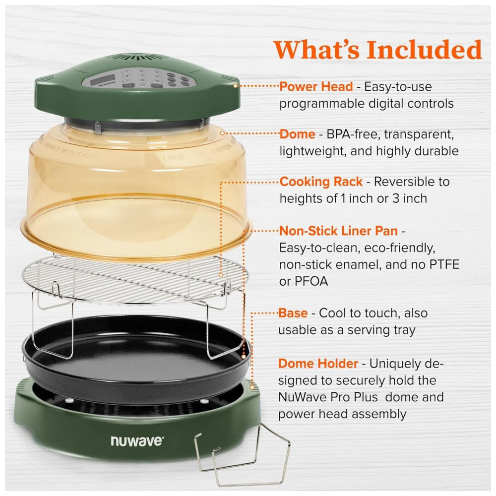 Forno Nuwave Oven Pro Plus 2 Air Fryer Oliva Selvagem Convecção Infravermelho Sem Descongelar 4,5 kg 120V