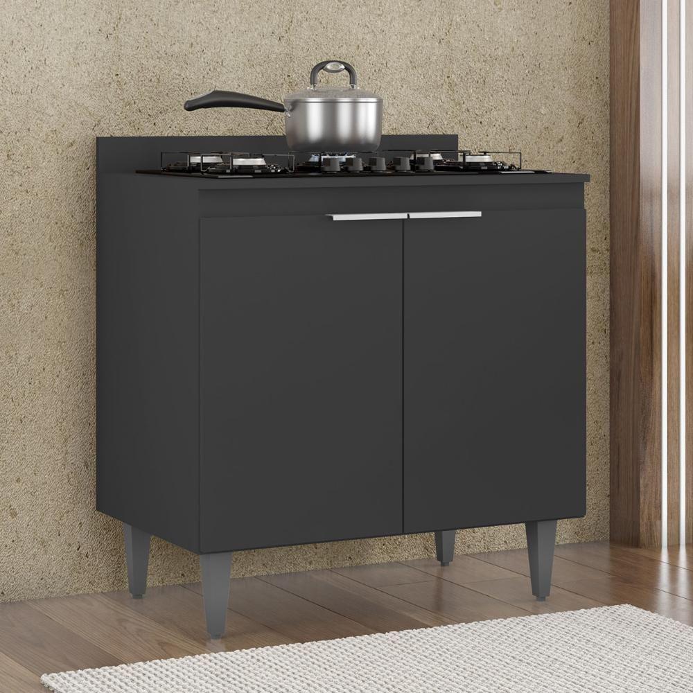 Miniatura Balcão De Cozinha Para Cooktop 80cm Pérola Z34 Preto - Mpozenato