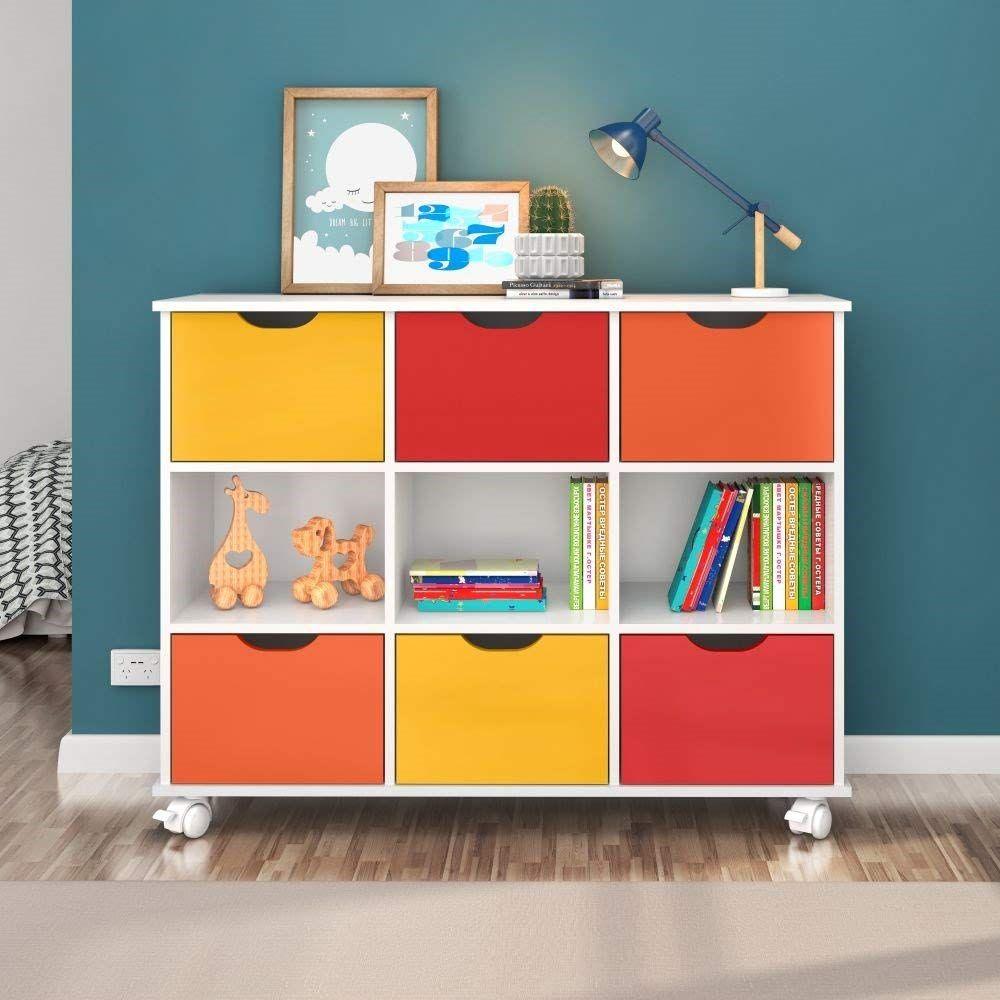 Miniatura Nicho Organizador Com 6 Gavetas Coloridas E Rodízios Qmovi