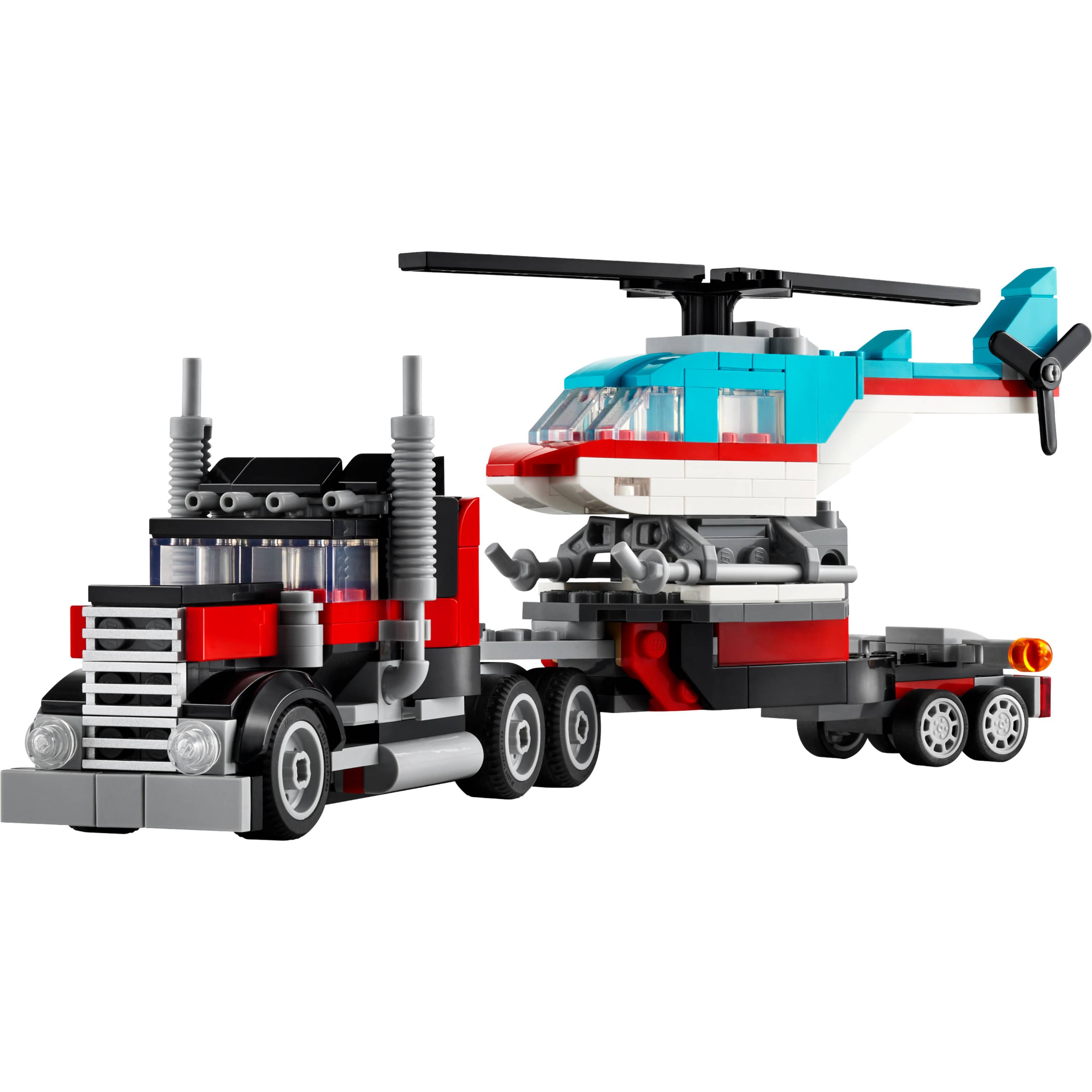 Miniatura LEGO City - Caminhão Plataforma com Helicóptero