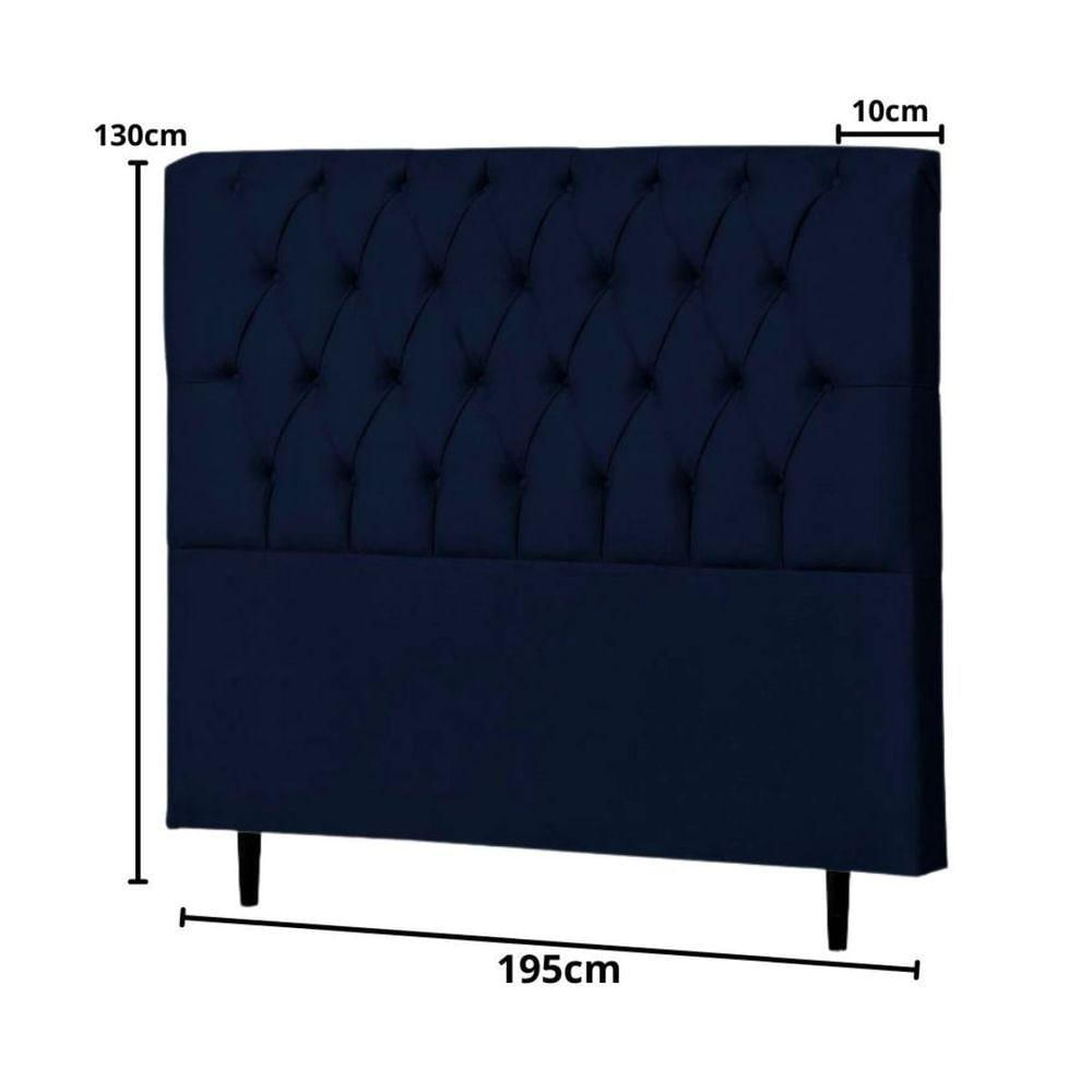Miniatura Cabeceira Estofada King 195 Cm Paris Suede Azul Marinho