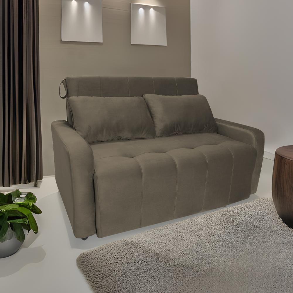 Miniatura Sofá Cama 2 Lugares 138cm Amora New Capuccino Matrix Castor