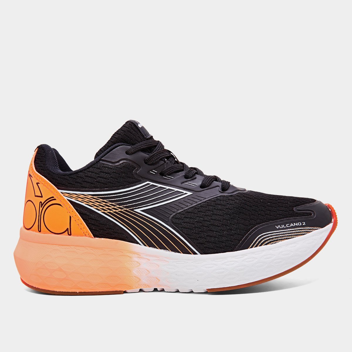 Miniatura Tênis Diadora Vulcano II Feminino Preto+Laranja Escuro - 34