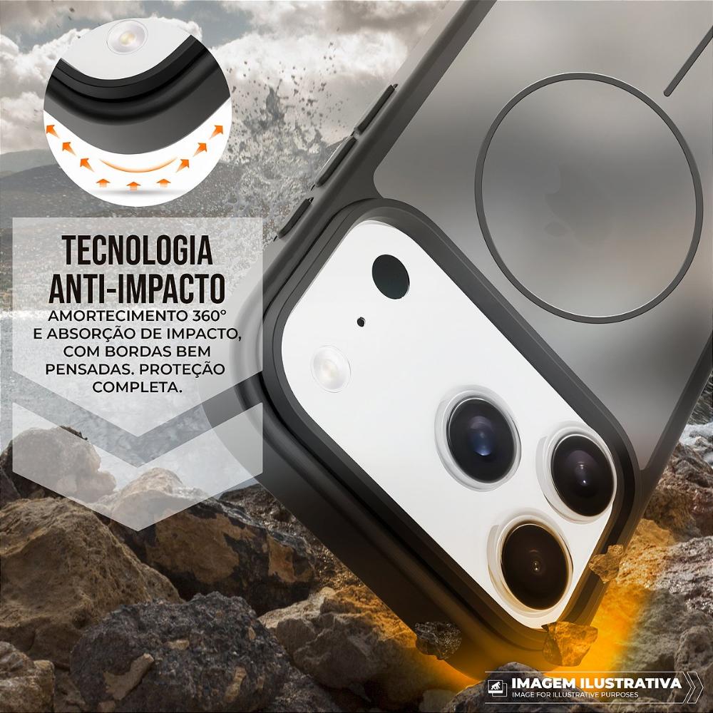 Miniatura Capa case capinha para iPhone 17 - Magsafe Wave Fumê - Preta - Gshield