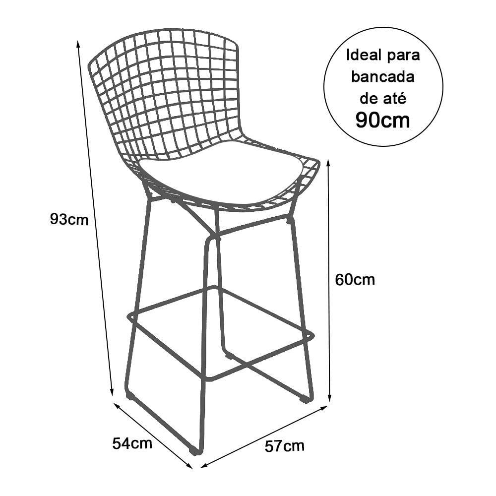 Miniatura Banqueta Bertoia Cromada D60 Assento Sintético Branco Cor Branco