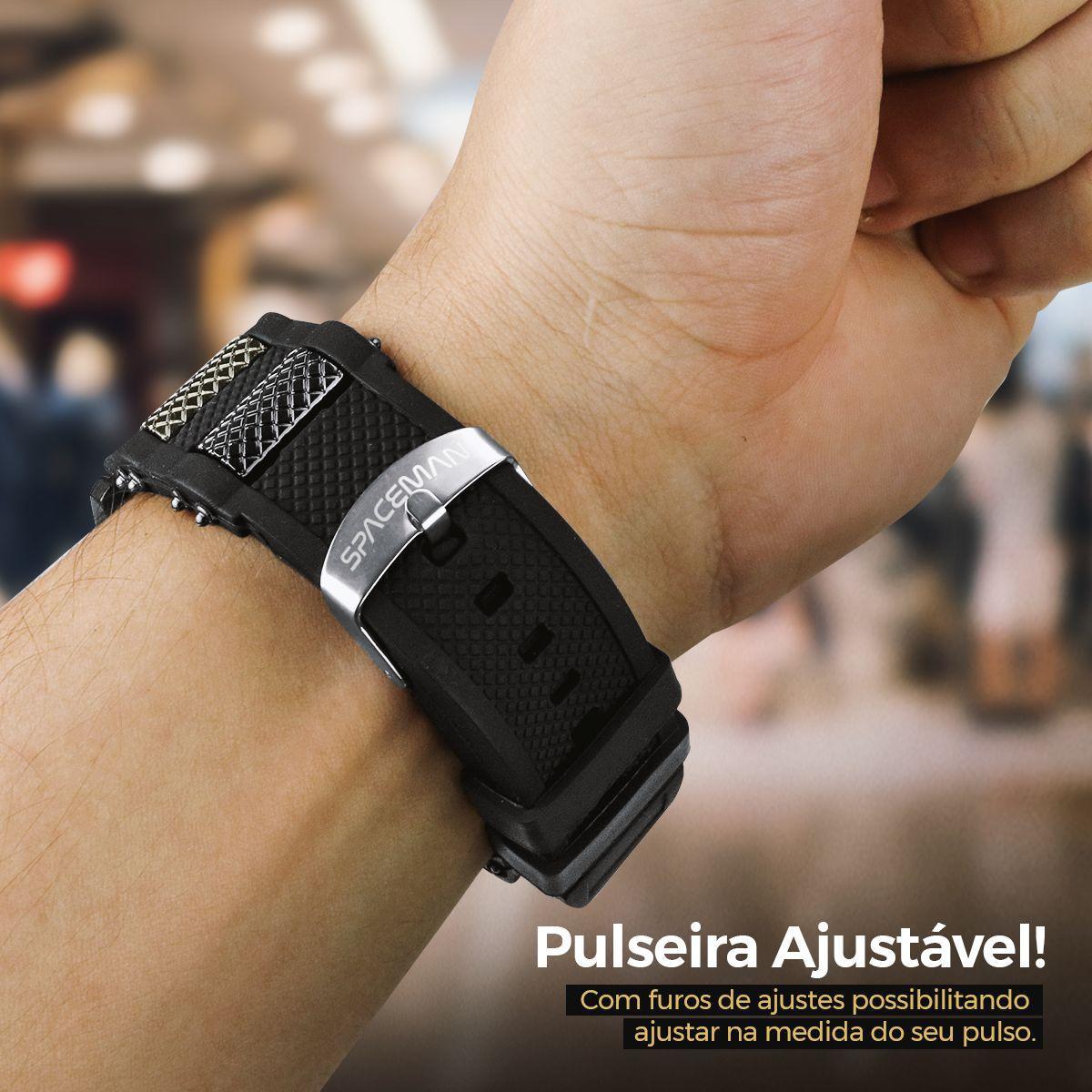 Relogio Masculino Preto Aço + Pulseira Social Robusto