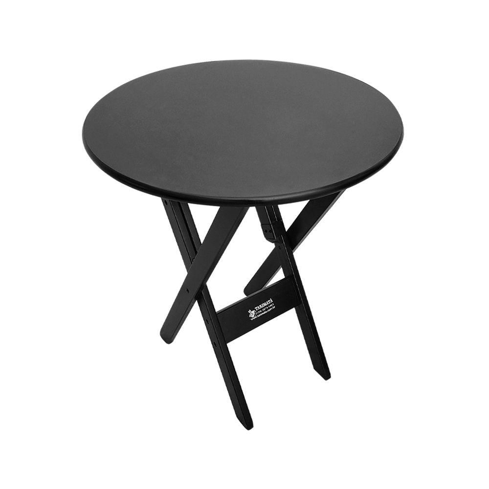 Miniatura Mesa Dobrável De Madeira Redonda 70cm Preta - Cor: Preto