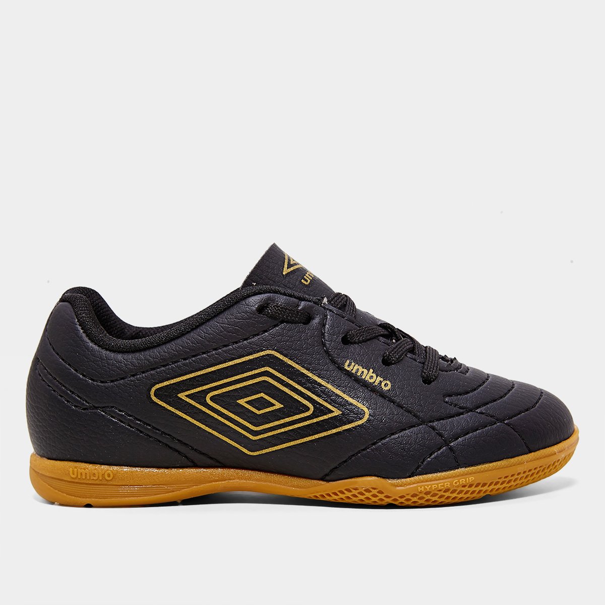 Miniatura Chuteira Infantil Futsal Umbro Class Footballer Preto+Dourado - 28