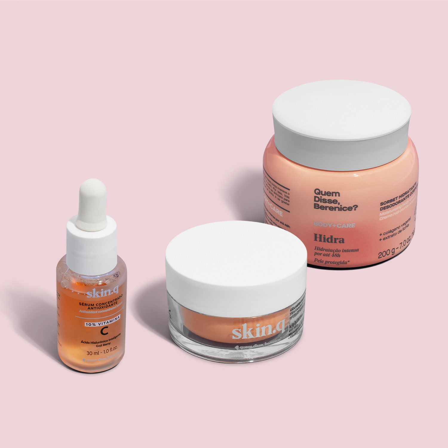 Miniatura Combo Sérum Antioxidante Vitamina C 30ml + Gel Hidratante Trivitaminico 50g + Hidra Sorbet Hidratante 200g