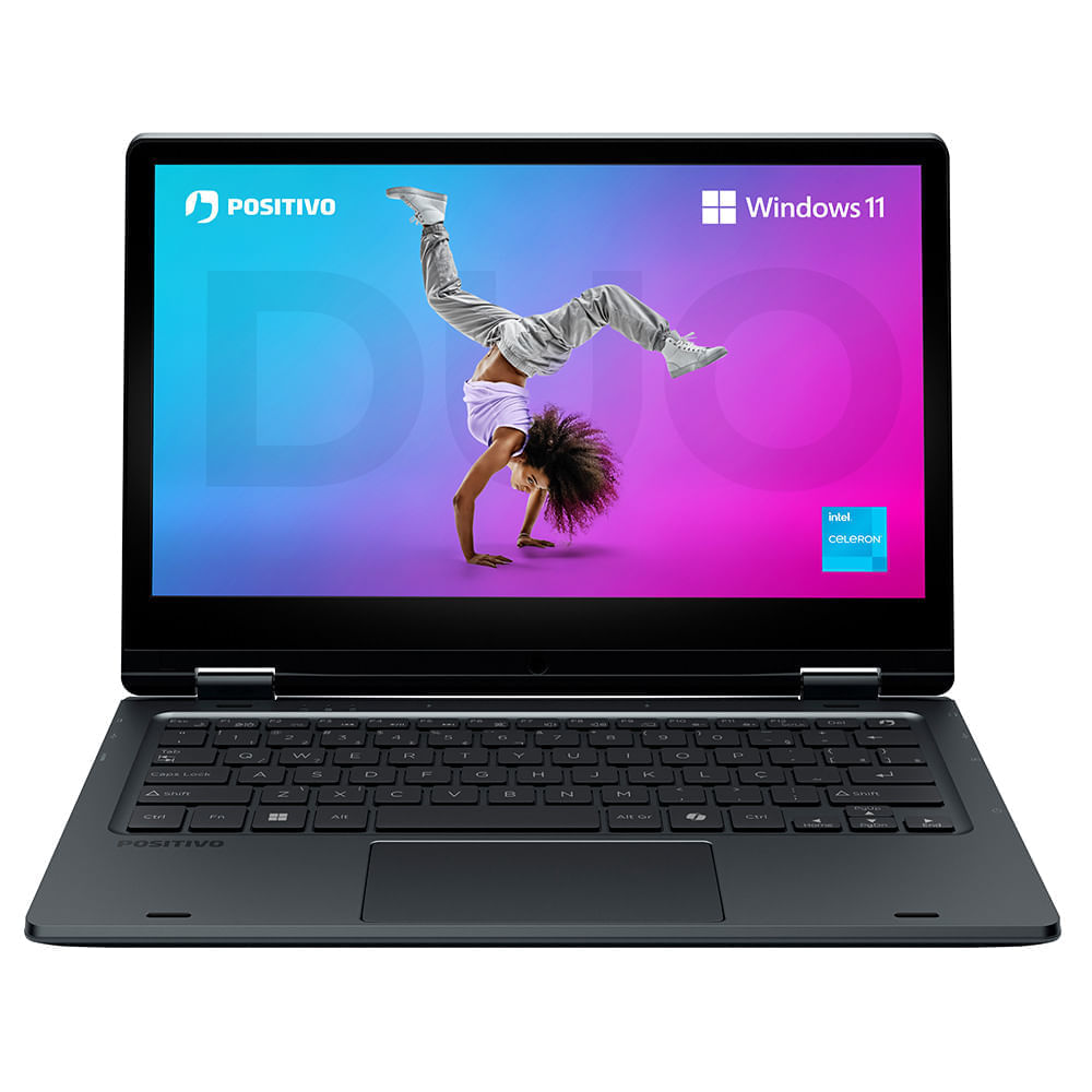 Miniatura Notebook 2 em 1 Positivo Duo C8128E Intel® Celeron® N4500 Windows 11 Home 8GB RAM 128GB eMMC 11” LED HD IPS - Cinza