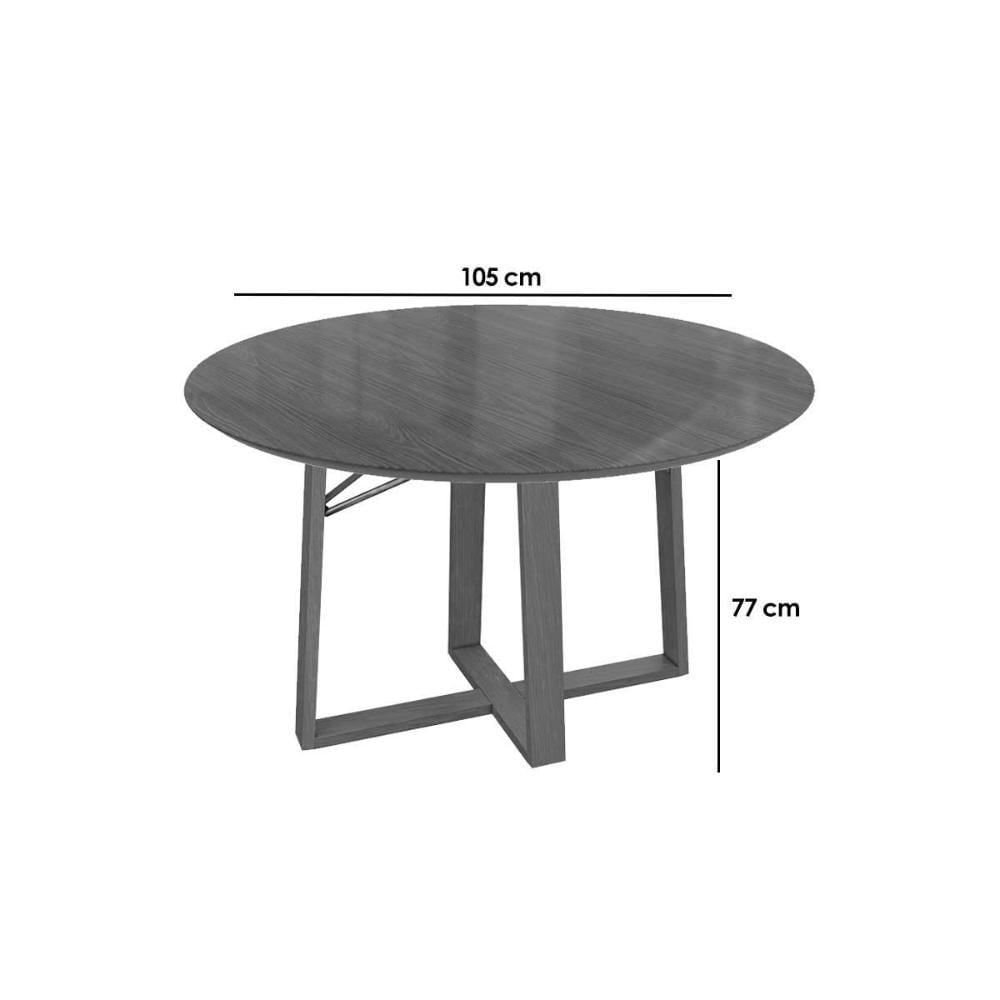 Miniatura Mesa De Sala Jantar Elma Madeira Maciça C-tampo Madeirado C- Vidro 105x105cm Carvalho-preto Fosco-vidro Preto - Kappesberg