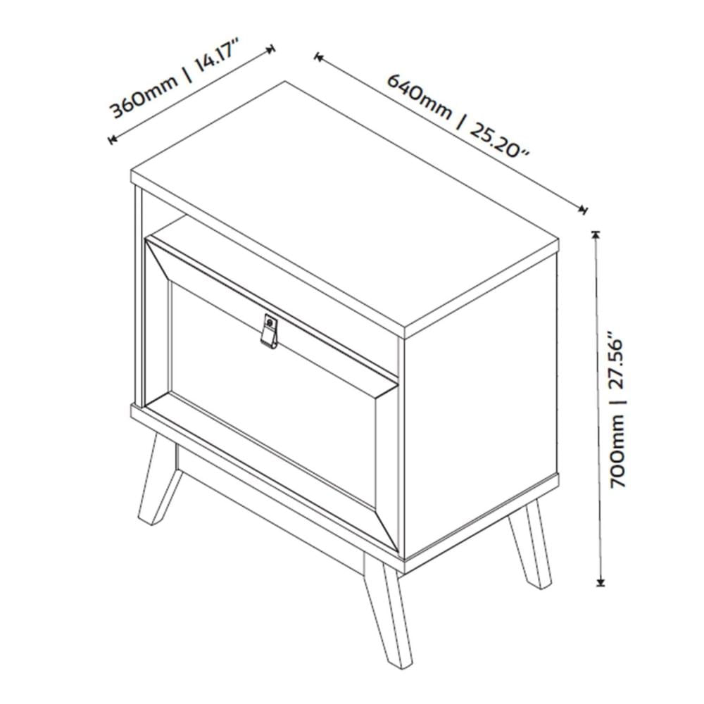 Miniatura Mesa Cabeceira Jb 2300 com Porta em Rattan e Puxador de Couro Nature/Pérola