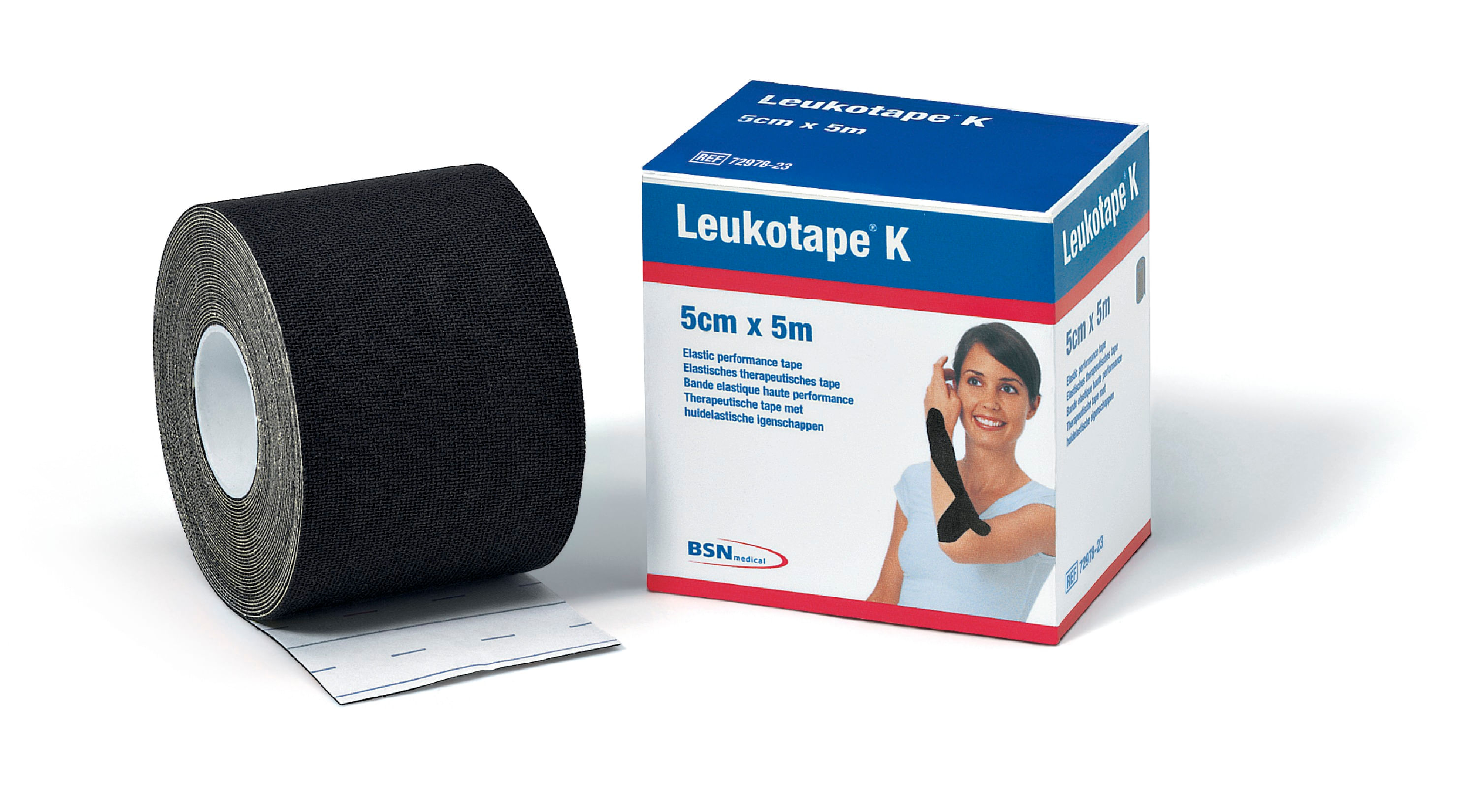 Miniatura Fita de Kinésio Tape Leukotape K 5cmX5cm Preto- BSN Medical