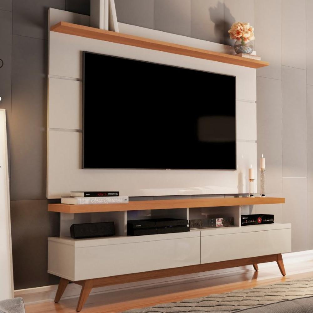 Miniatura Conjunto Rack Vivare Wood e Painel para TV até 60 polegadas Vivare 1.6 Off White Nature Móveis Germai Off White Nature
