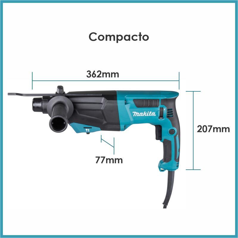 Miniatura Martelete Rompedor Sds Plus Hr2670 Makita 800W + Brocas