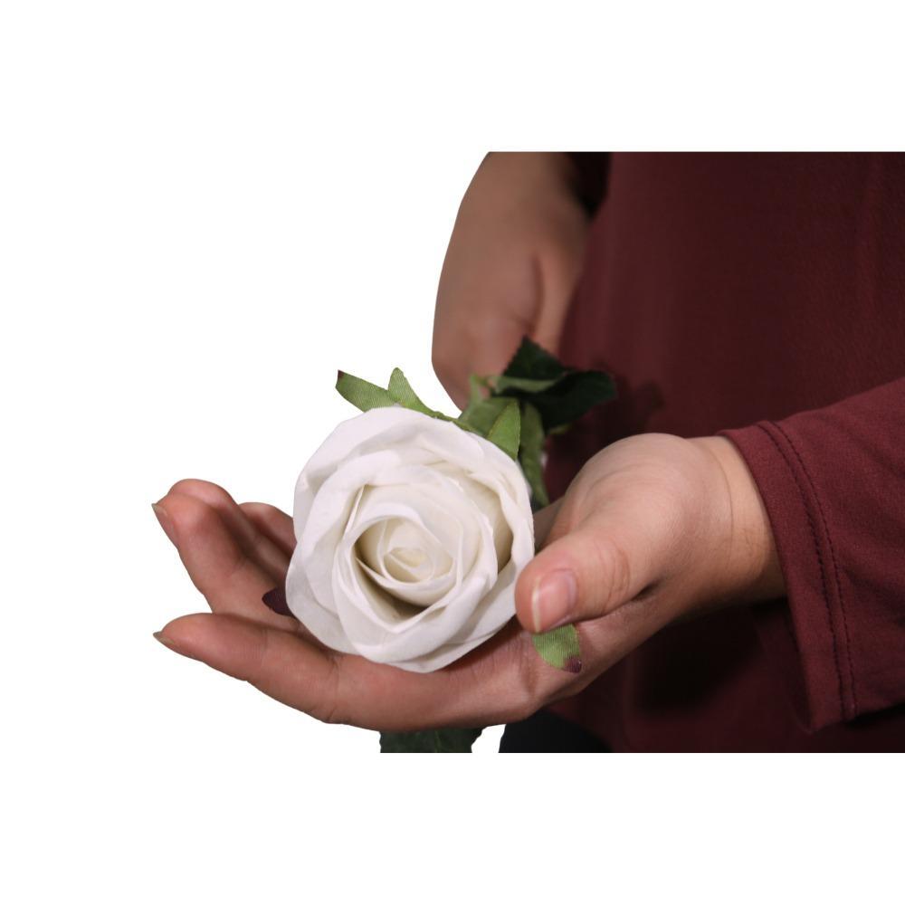 Miniatura Haste Flor Rosa Branca 71Cm