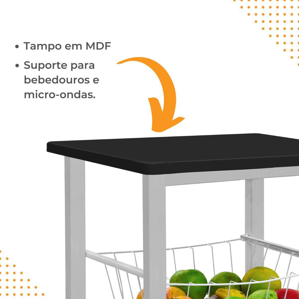 Fruteira De Chão Aramada Cozinha Metal Madeira Moderna Mesa