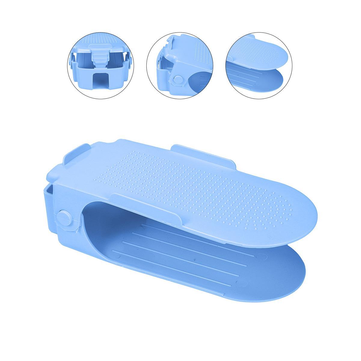 Miniatura Kit 10 Organizadores Sapatos Reforçado Regulagem Altura Azul
