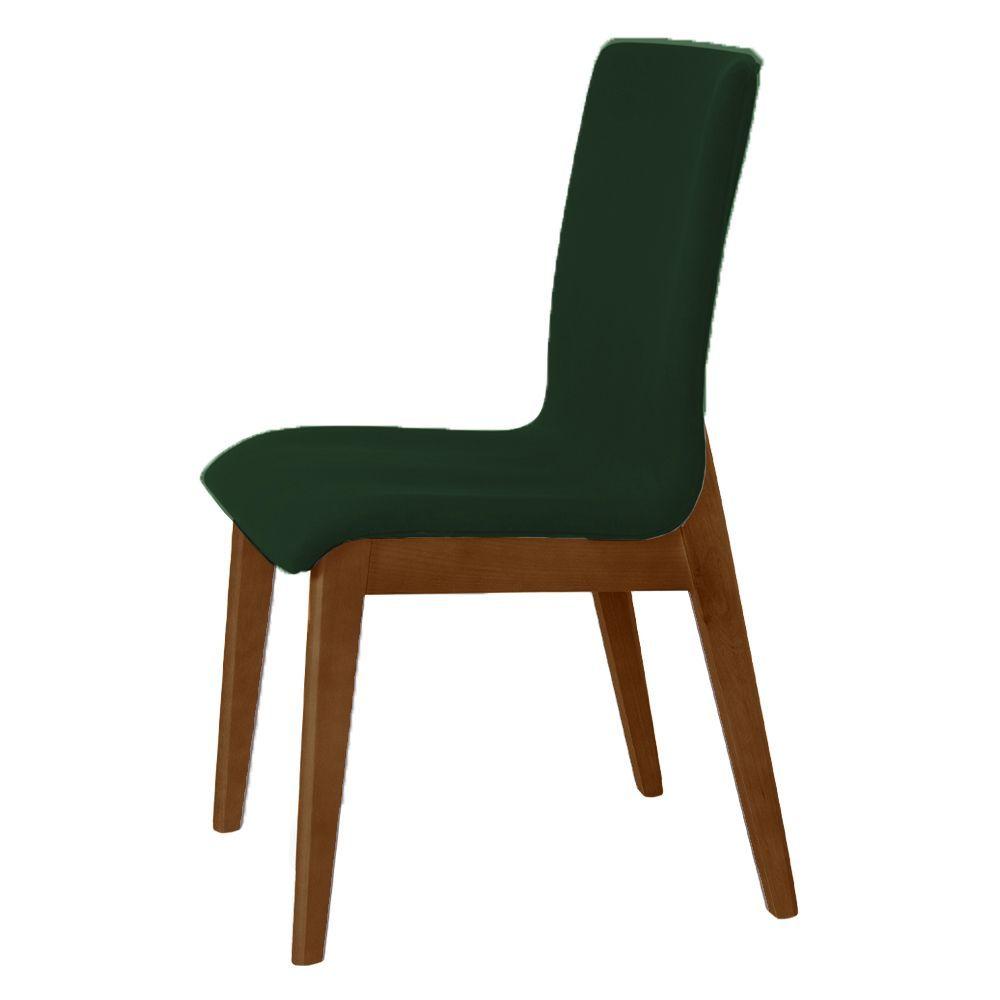 Miniatura Kit 2 Cadeiras De Jantar Diamante Estofada Em Veludo Verde Base Madeira Maciça Imbuia