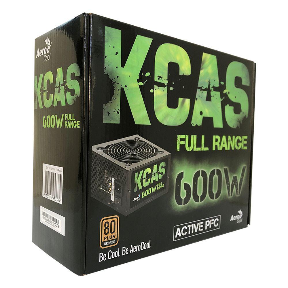 Fonte Gamer Aerocool Kcas 600W 80 Plus Bronze Full Range Pfc