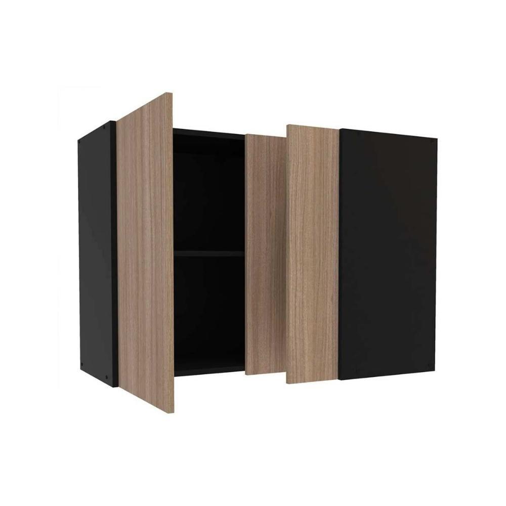 Miniatura Armário Aéreo P- Cozinha Canto Reto Mali C- 2 Portas 90cm Castanho-cinza - Politorno