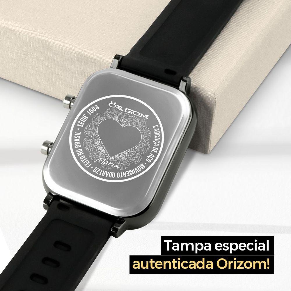 Miniatura Relogio Feminino Aço Inox Digital Led + Caixa + Pulseira Silicone Moda Casual Preto Original