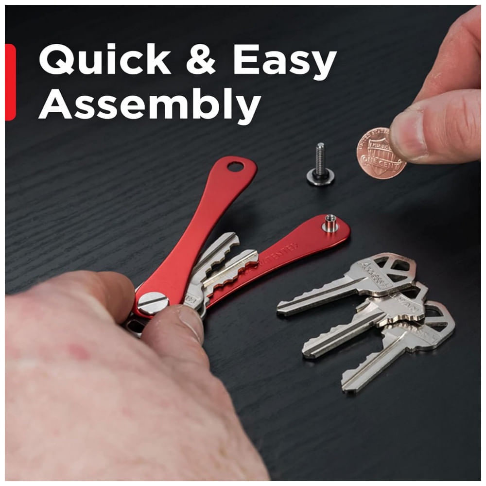 Chaveiro Organizador de Chaves até 14 Chaves Titânio, KEYSMART, Vermelho