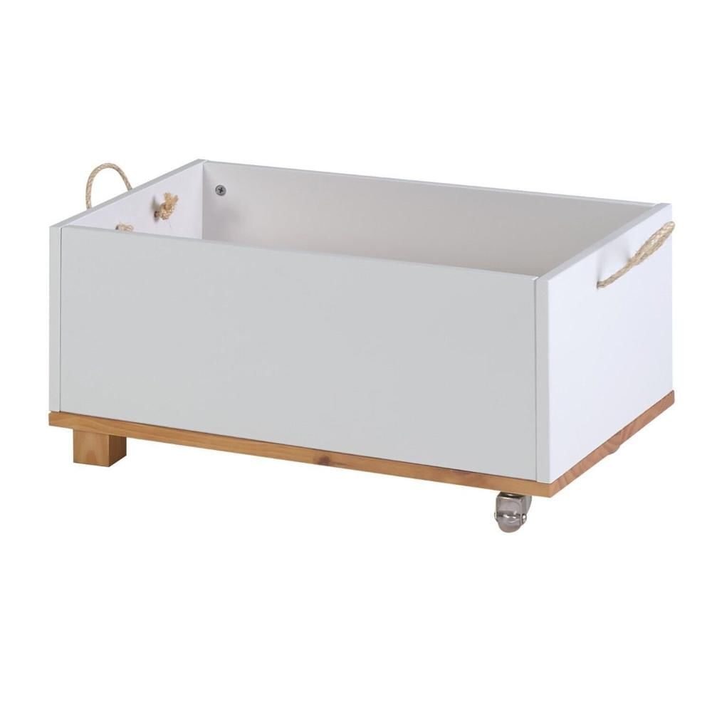 Miniatura Baú Infantil Doug 60cm X 36cm X 30cm Branco/Amêndoa