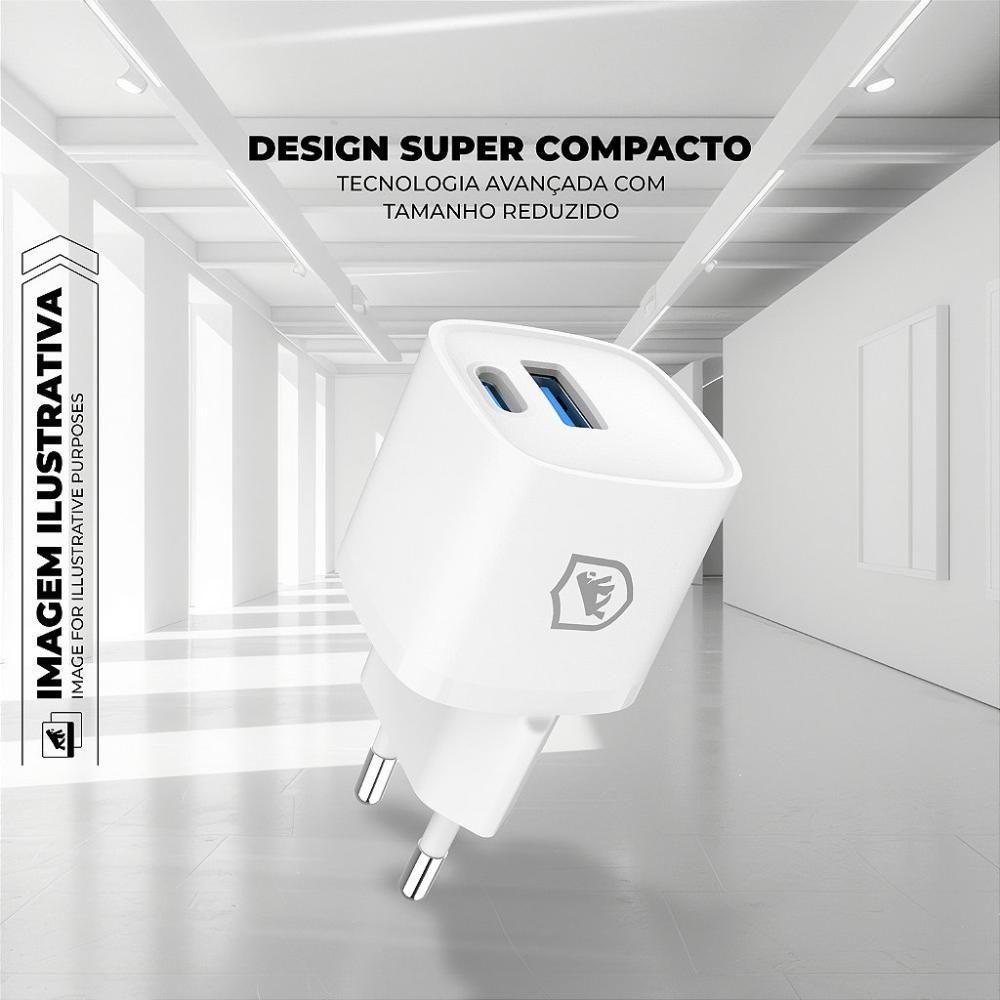 Miniatura Carregador Turbo Gan Ultra Slim Tipo-c + Usb-a 20w - Exclusivo Online - Branco - Gshield