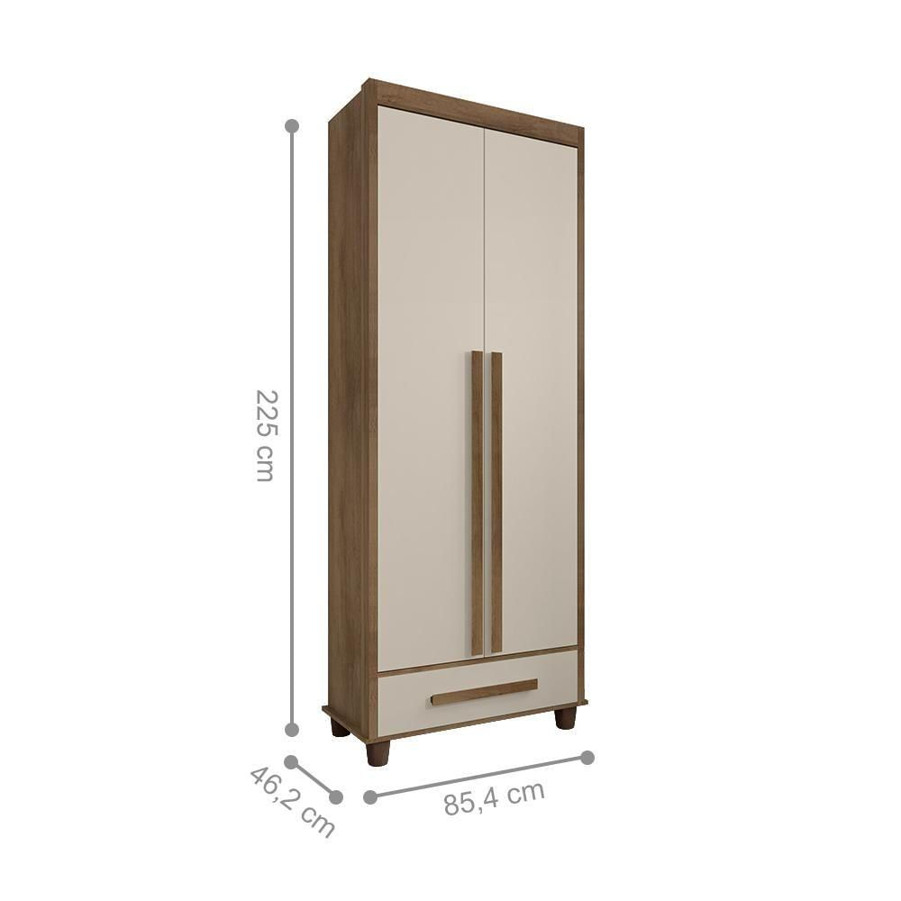 Miniatura Guarda Roupa Com 2 Portas Trento Cinamomo Off White
